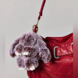 Bunny Plushie Keychain - Red/Brown